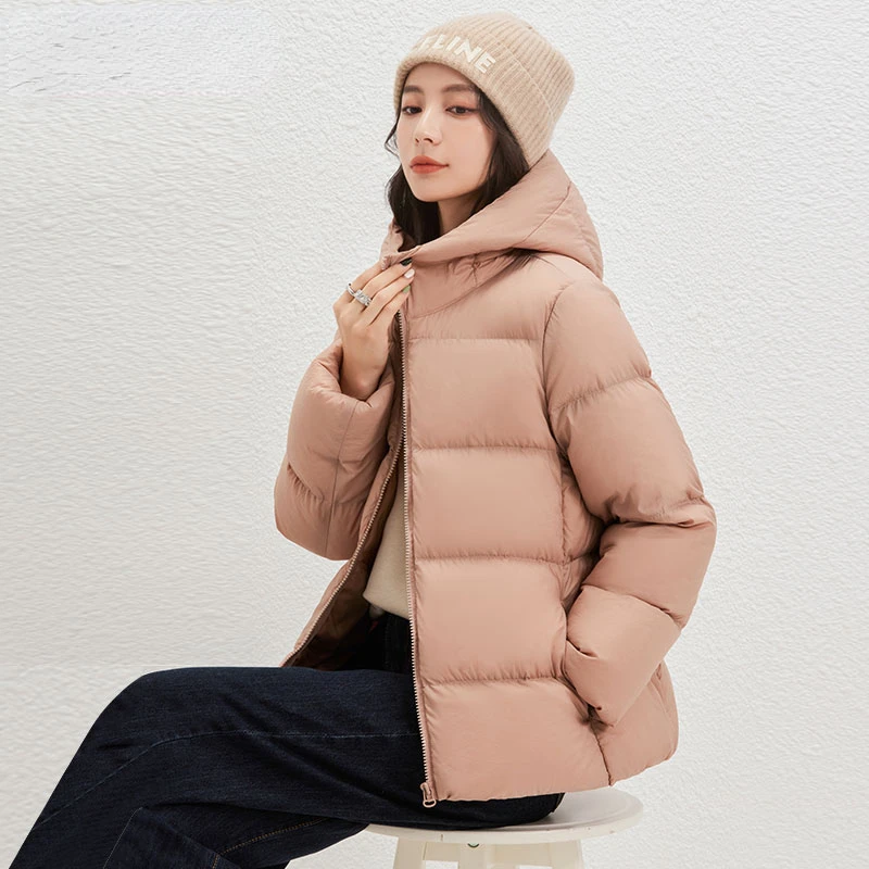 Winter Women's Thick Down Jackets White Duck Down Hooded Coats Long Sleeve Warm Puffer Overcoats Female Loose Outerwear 2022 A77
