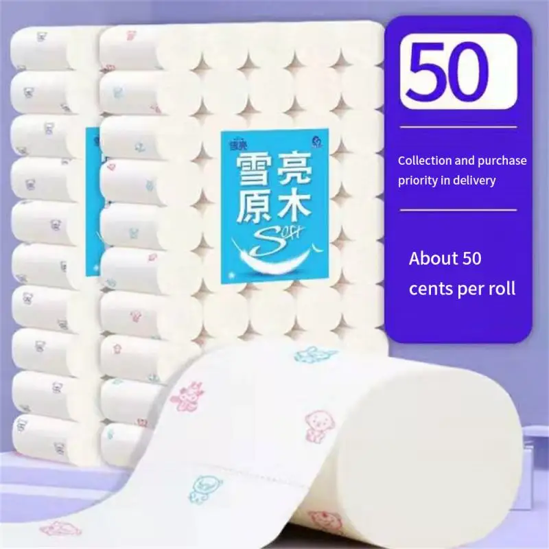 

Non-smell Bulk Rolls Of Paper Cute Household Rollss Paper Wc Accessories No Fragrance Printing Roll Papers Raw Wood Pulp Soft