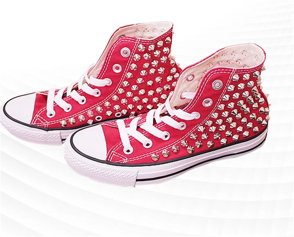 

35-46 Classic rivet canvas shoes red high-top hip-hop hip-hop men's and women's casual sneakers