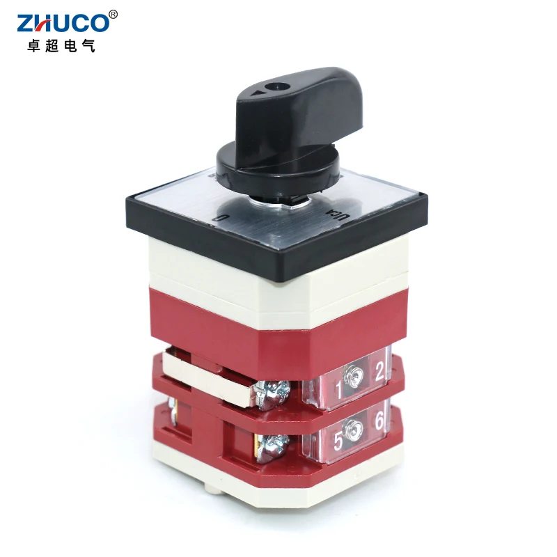

ZHUCO LW12-16/YH2.2 16A 4 Position 2 Pole 8 Screw Circuit Voltmeter Measurement Changeover Selector Universal Rotary Switch