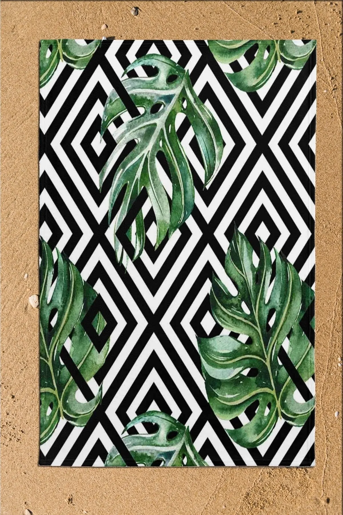 

Beach Towel Else Green White Leaves Tiled 3D Pattern Bath Beach Towel For Bathing Pool Spa Gym Bath Bath Towel