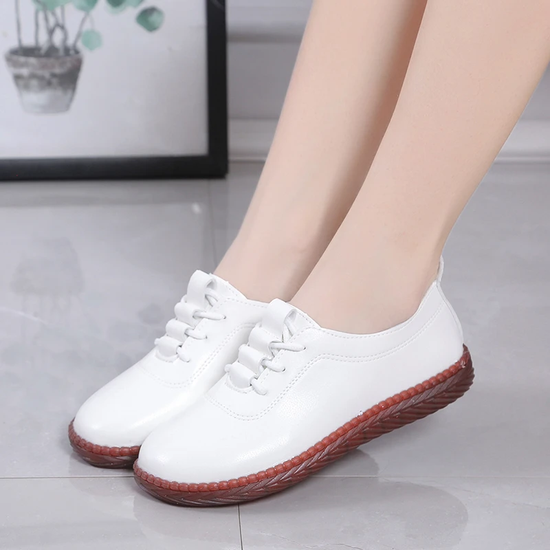 

Leather Shoes Women Beef Tendon Bottom Platform Shoes High Quality Two Layer Cowhide Ladies Shoe Autumn Slip on Loafers