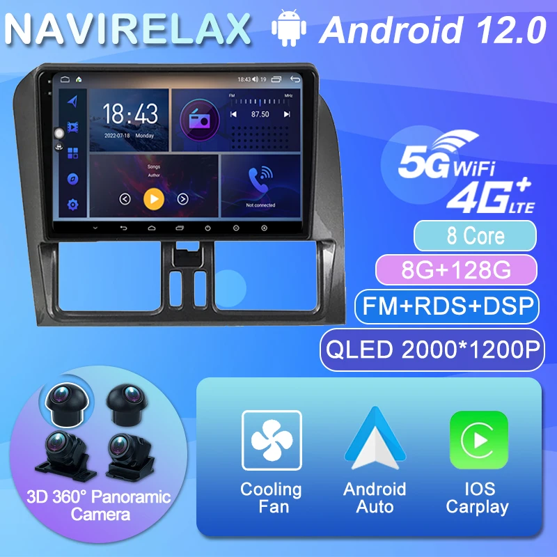 

Автомагнитола на Android 12 для Volvo XC60 2009-2017, мультимедийный видеоплеер с GPS-навигацией, автомагнитола 2 Din, DVD, стерео