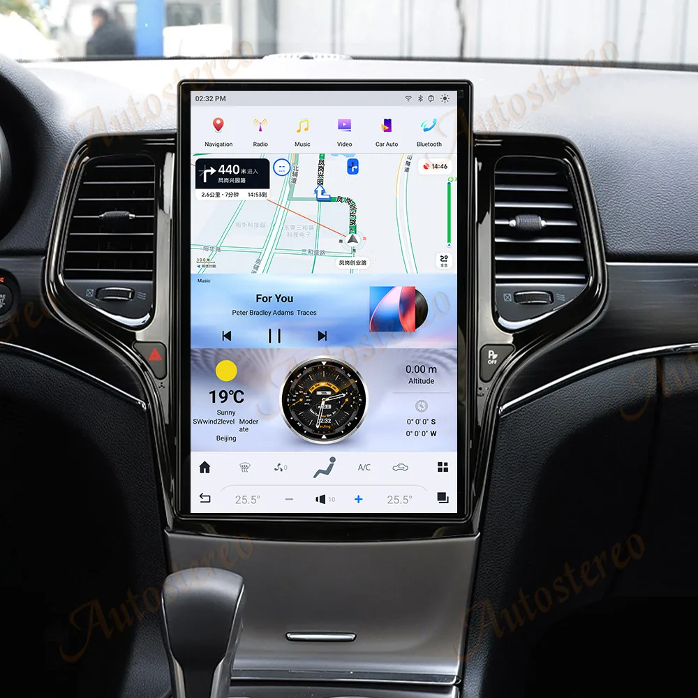 

14,4-дюймовый Android 8 + 128 ГБ для JEEP Grand Cherokee 2010-2021 Tesla Style Автомобильный GPS-навигатор Мультимедийный плеер Радиолента Головное устройство