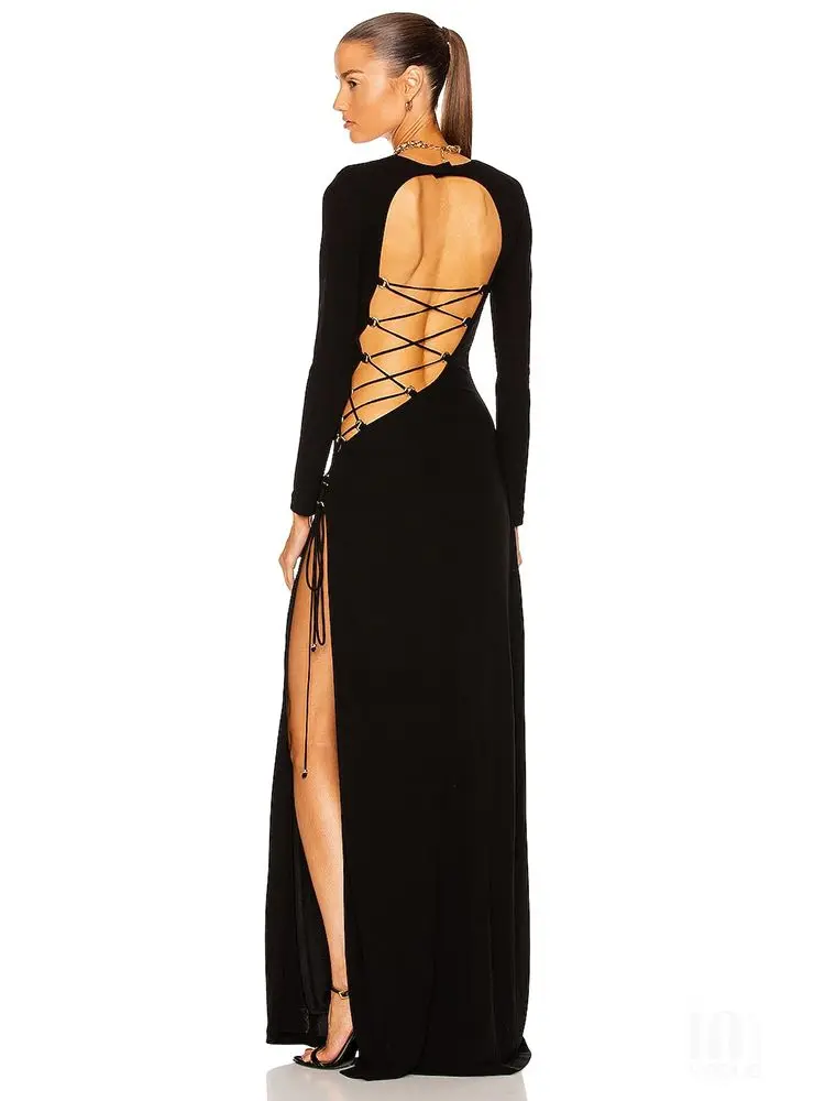 Женское платье с леопардовым принтом Ailigou длинное облегающее длинным рукавом