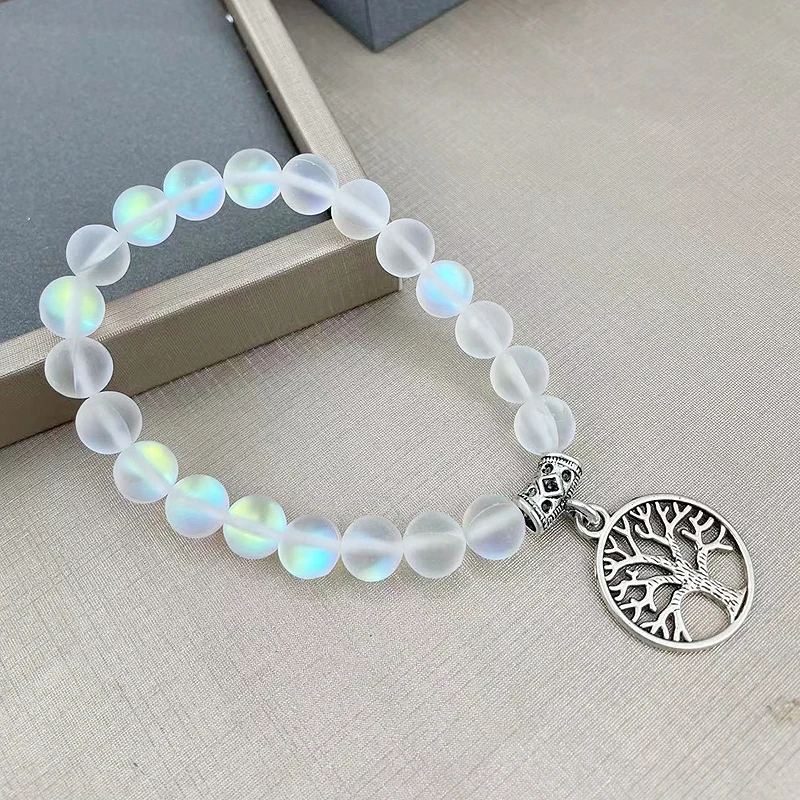 

New Luminous Glowing Moonstone Bracelets Wrap Charm DIY Plant Tree of Life Pendant Pulseira Anniversary