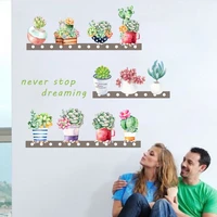 new succulent plants potted cactus green leaf wall stickers living room bedroom study decoration painting home background decor