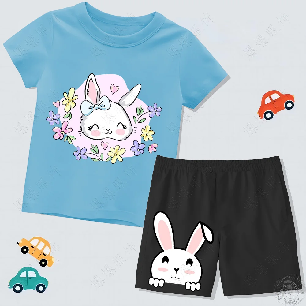 Красочный Летний Комплект Для Девочек — Хлопковая Футболка И Брюки Из