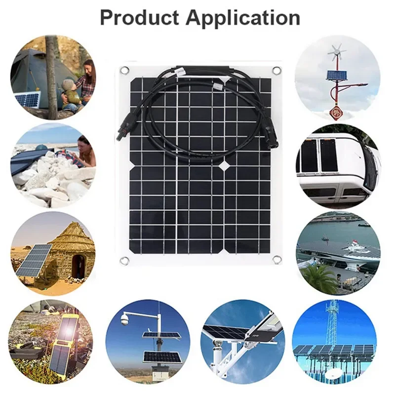 

1000W Inverter Solar Panel Complete Kit 12V Outdoor Car Charger with 30-60A Charger Controller Power Generation Home Grid Camp
