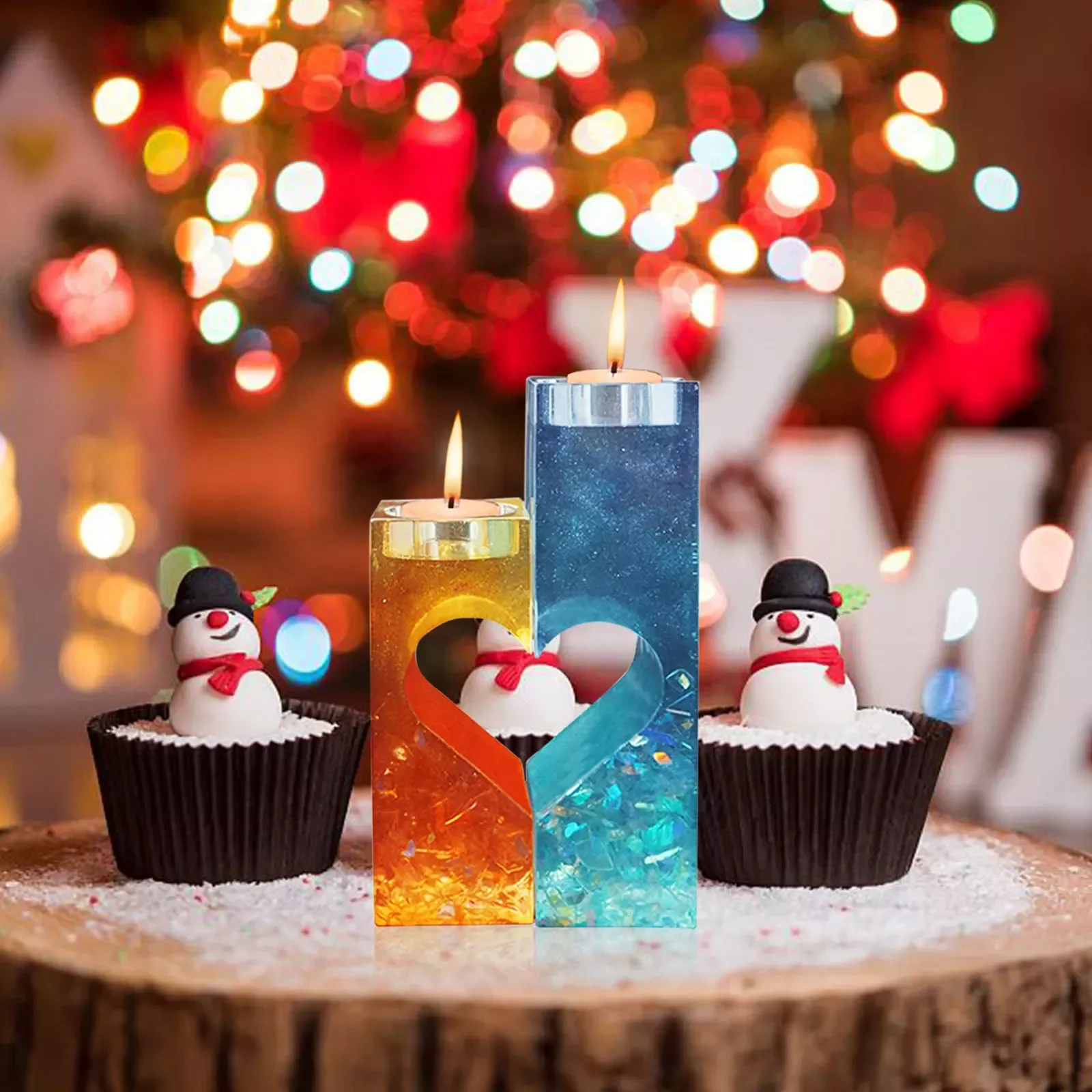 

2022 Diy Candlestick Rectangular Heart-Shaped Ornaments Mold Heart Plaster 3d Silicone Mold Valentine'S Day Handmade Gift