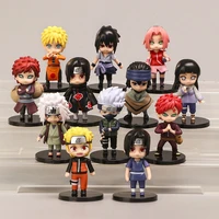 12pcsset naruto anime shippuden hinata sasuke itachi kakashi gaara jiraiya sakura q version pvc figures toys dolls kid gift