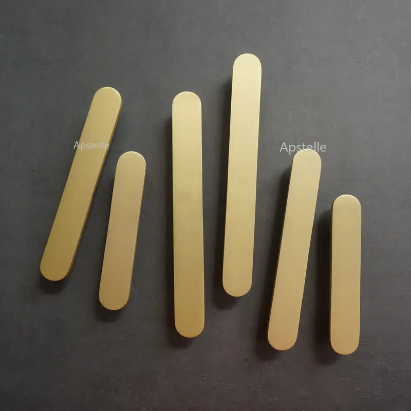

Modern Drawer Pulls Wardrobe Cupboard Cabinet Door Handles Nordic Luxury Flat Rounded Brass Handle Gold Decor Furniture Hardware