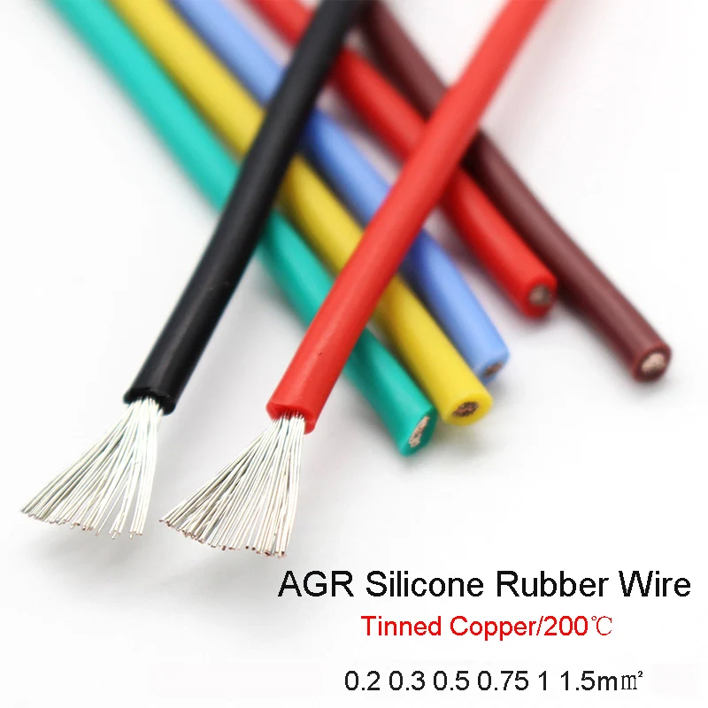 

1 Meter AGR Silicone Rubber Cable Square 0.2 0.3 0.5 0.75 1 1.5mm Insulated Flexible Copper High Temperature Wire