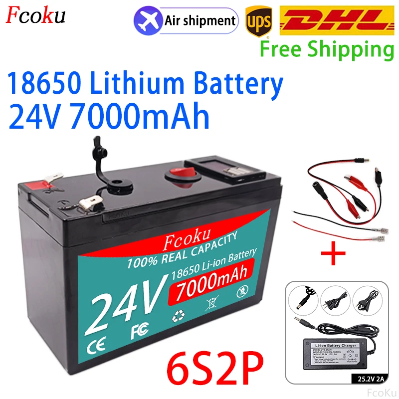 

Литий-ионный аккумулятор 6S2P, 18650, 24 В, 7 Ач, с USB + DC
