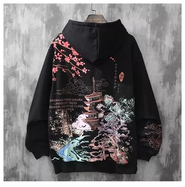 

NEW IN and autumn trend Japanese harajuku streetwear men hip-hop hooded loose swag size punk clothes Graphic Swag Couple hoodie