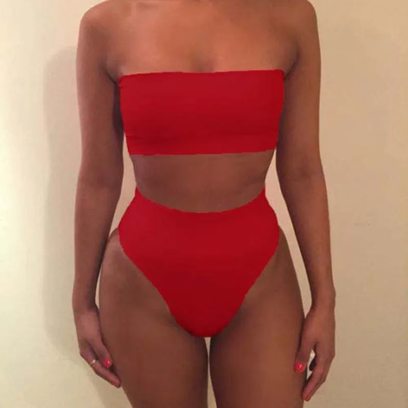 

UZS Sexy Lingerie Fashion Sexy Solid Color Tube Top Split Two-Piece Swimsuit Hollow Out Erotic Costume Sexy Lingerie Pornos Suit
