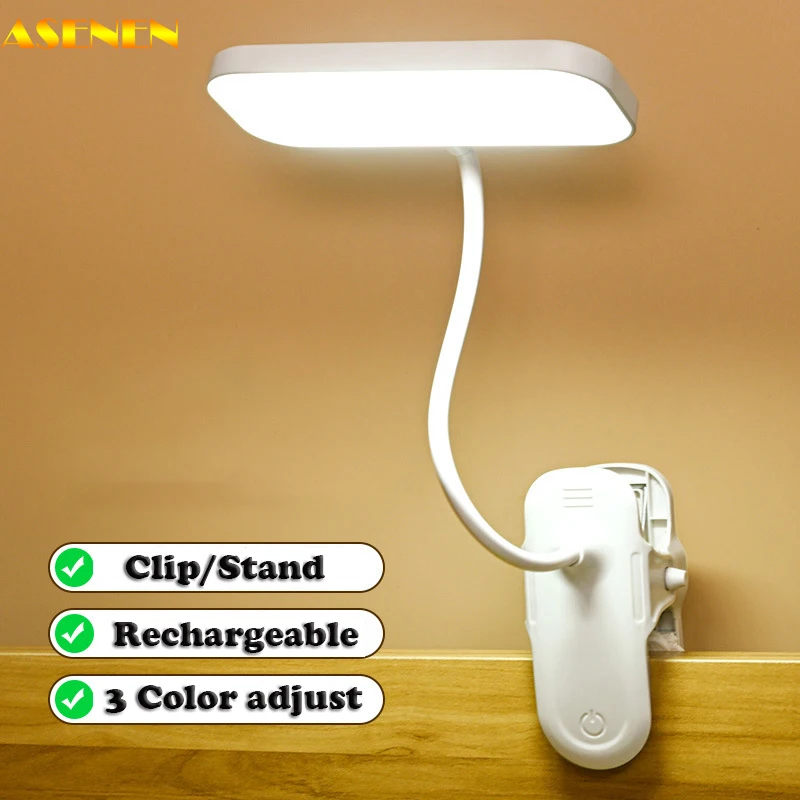 

Светодиодная настольная лампа с клипсой, гибкая прикроватная лампа с Usb для защиты глаз, приглушаемая ночник с сенсорным управлением, лампы для чтения для обучения