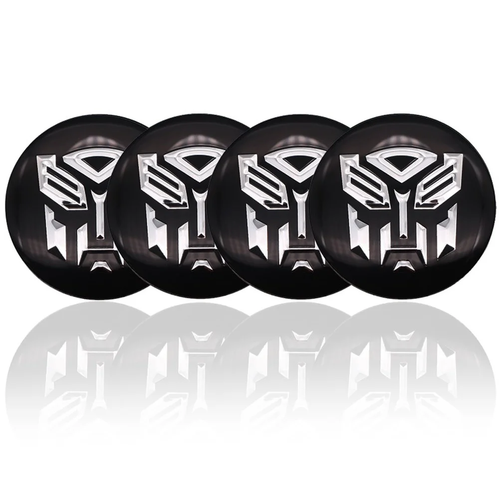 

4pcs 5.6cm Black Transformers Stickers Autobot Badge Car Wheel Center Hub Cap Emblem Accessories