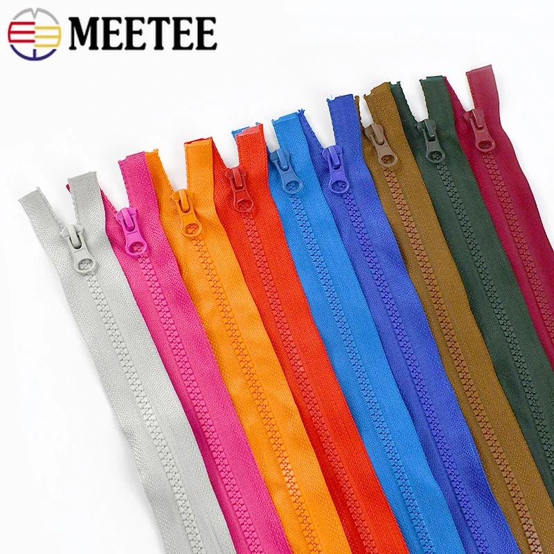 

5Pcs 40-120cm 5# Resin Zipper Open End Auto Lock Decorative Zip for Jacket Bag Backpack Clothes DIY Garment Sewing Accessories