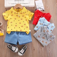 childrens clothing short sleeved boys polo lapel t shirt childrens casual clothes summer two piece set