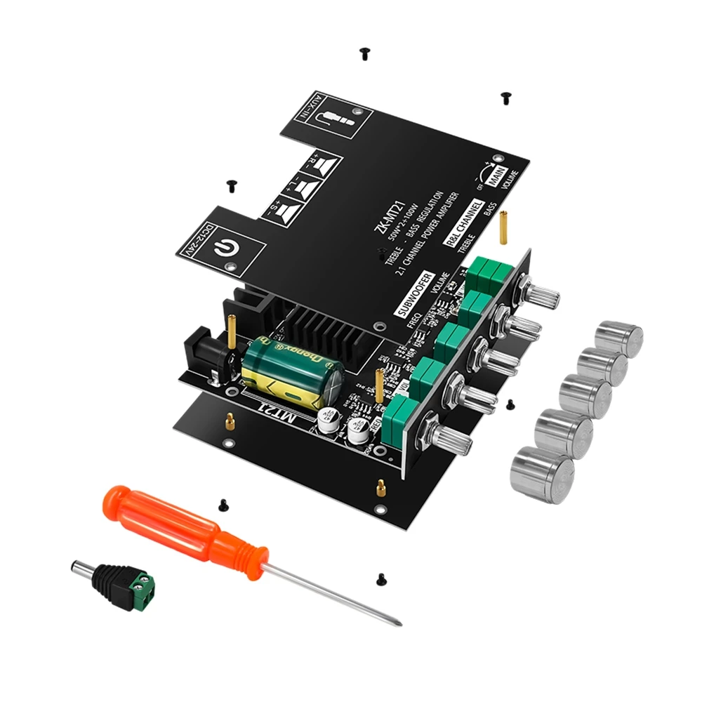 ZK-MT21 Плата цифрового усилителя мощности 50 Втx2 + 100 Вт 2 1-канальный AUX BT5.0 с высоким