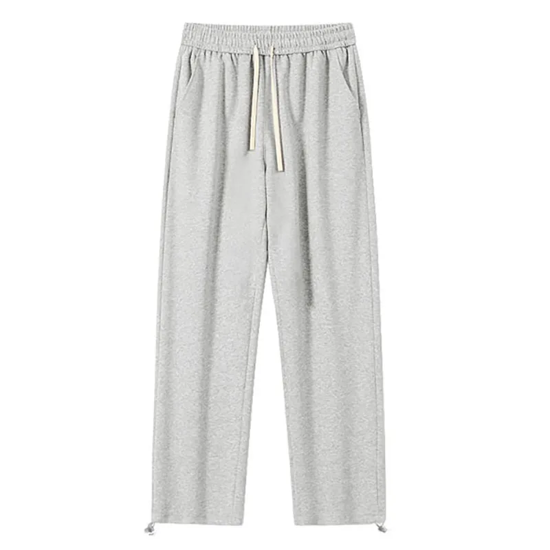 American Sle Simple Casual Solid Drawstring Sweat pants Men's Autumn Hiphop Trendy All-Match Loose Straight Wide-Leg Pants
