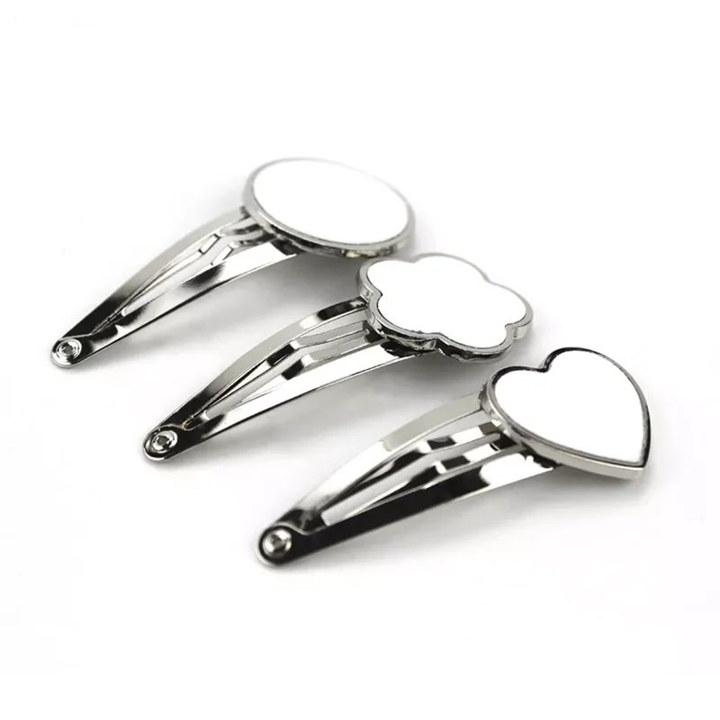 

Sublimation Blank Hairpin Cute Heart Round Flower Lovely Shape Hair Clip Women Girls for Fashion Design Diy Photo Print Gift