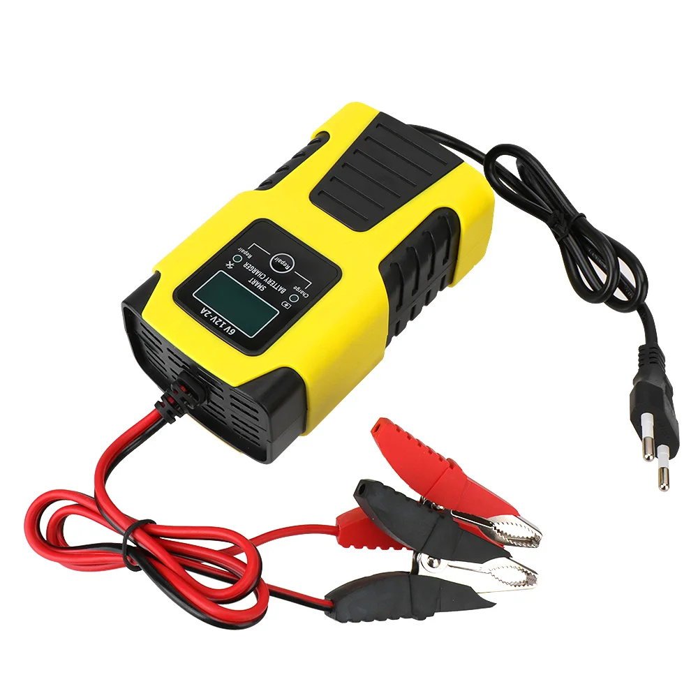 6V/12V 2A 3 Charge Stages EU Plug Power Pulse Repair Chargers Full Automatic Digital LCD Display Car Battery Charger