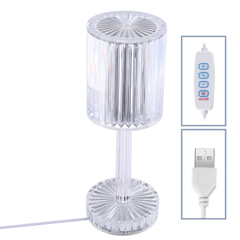 

Touching Control Gatsby Crystal Lamp, Crystal Cordless Table Lamp With Touch Control & USB Port For Bedroom