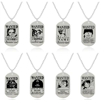 anime one piece necklace luffy zoro robin chopper warrant bounty wanted pendant necklace men women anime friendship collier