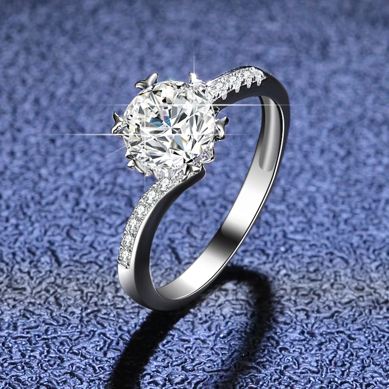 

Free Shipping Promotions Moissanite Classic Solitaire 925 Silver Rings Original Certified Luxury Jewelry Engagement Wedding Ring