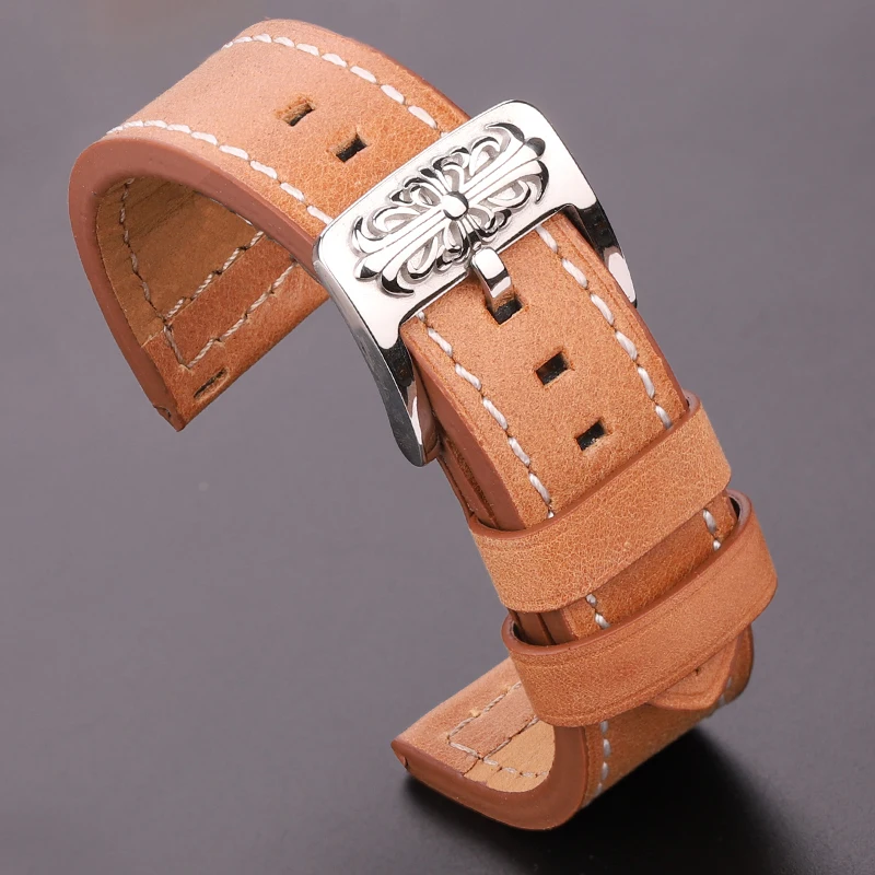 

Genuine Leather Watch Band For Samsung Galaxy Watch 4 3 Strap Black Blue Gray Brown Women Men Cowhide Watchbands 20mm 22mm