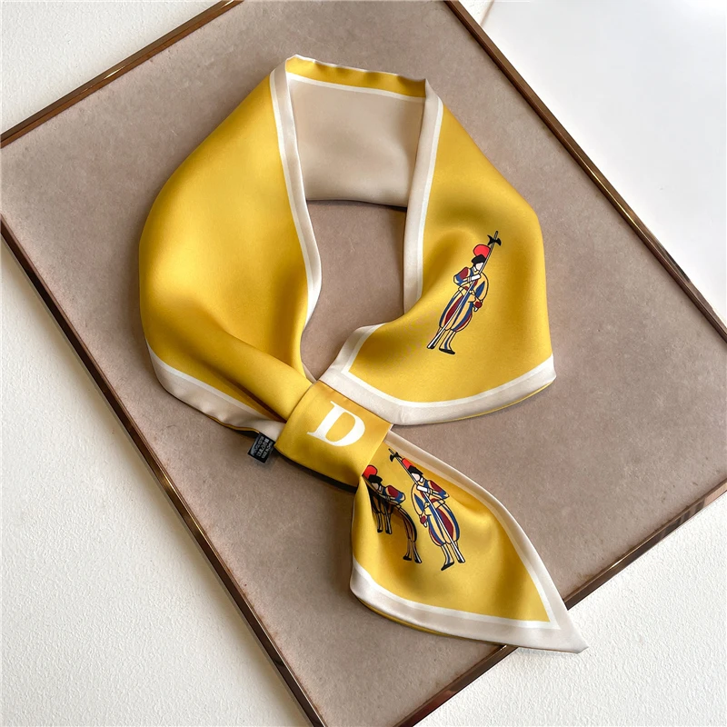 

Luxury Brand Skinny Neckerchief Scarf for Women Satin Silk Hair Bands Ribbons Bandana Ladies Neck Tie Wrist Wrap Shawl Echarpe