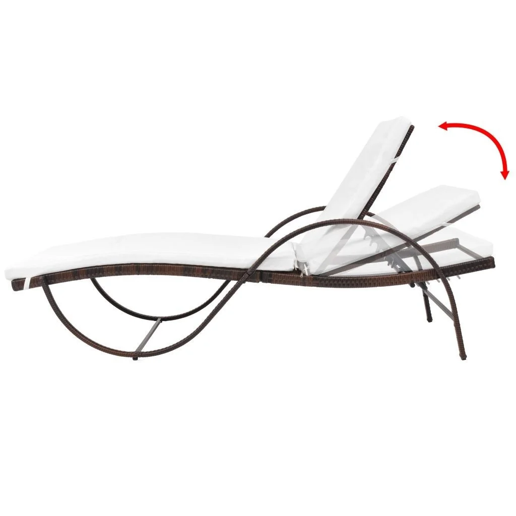 

Sun Lounger with Cushion Poly Rattan Brown