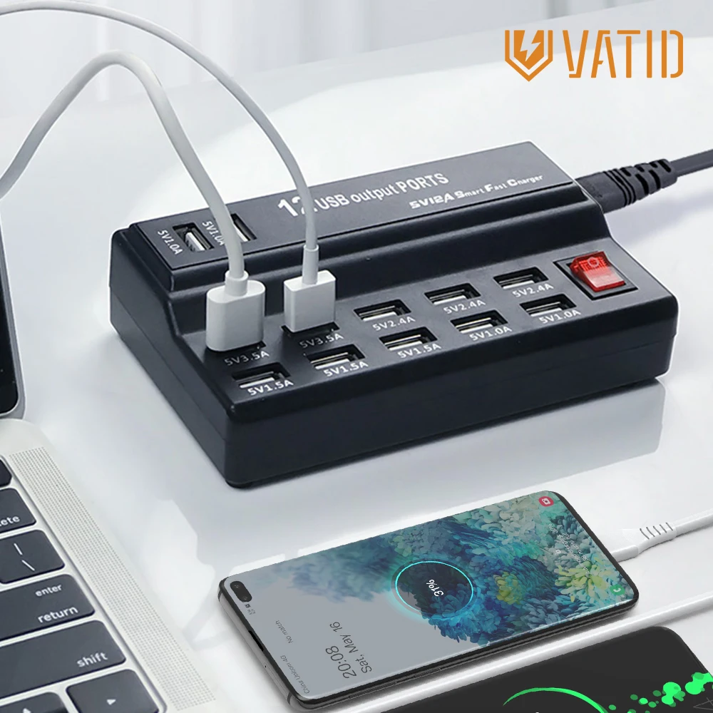 

Зарядное устройство с 12 USB-портами, 60 Вт