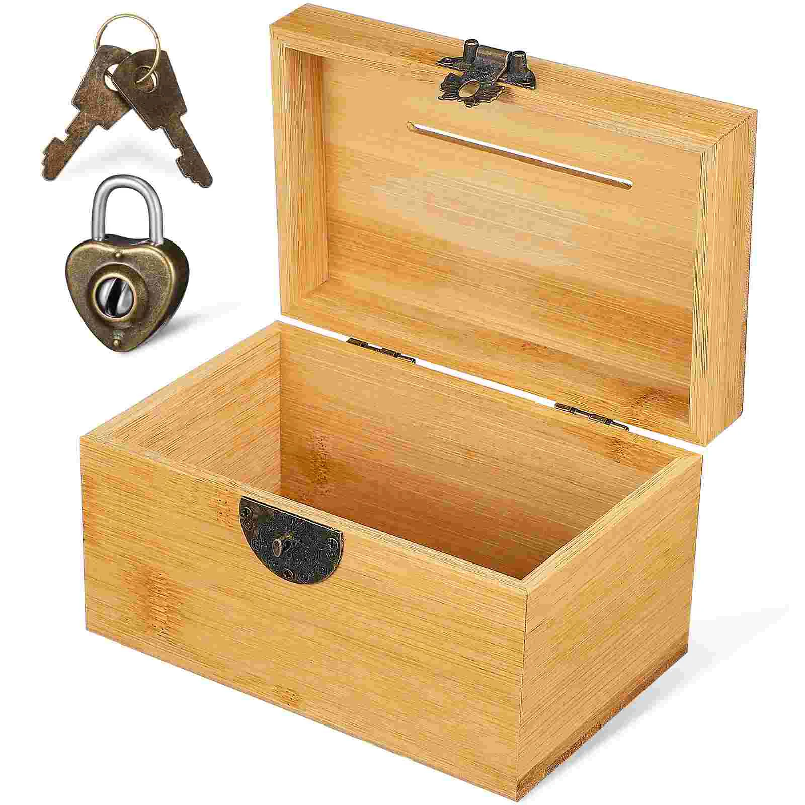 

Wooden Piggy Bank Vintage Treasure Chest Storage Box Lock Keys Decorative Money Saving Box Retro Home Decor Party Gifts