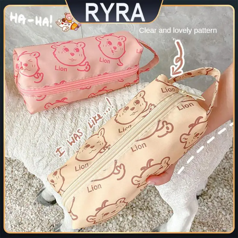 

Cartoon Handheld Pencil Case Suitable For Travel Large Capacity School Supplies Storage Bag Stationery Bag Makeup And Wash Bag
