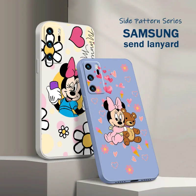

Minnie Cute Phone Case For OPPO A72 A57 A54S A53S A52 A31 A16S A9 A5 A1K A12 AX7 F21 F9 A5 Liquid Rope Soft Back Funda Cover