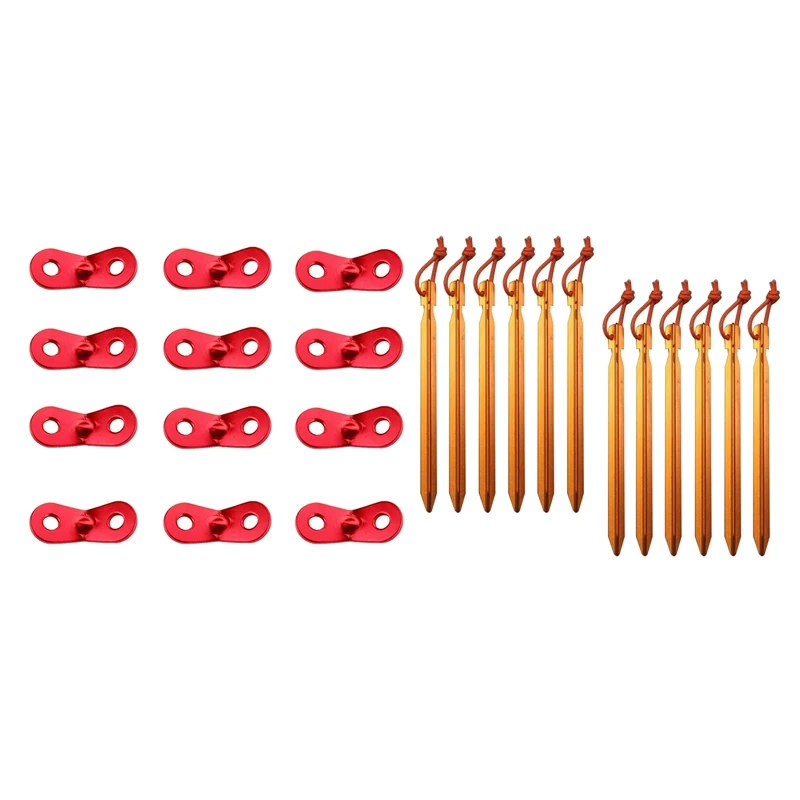 

12 Pcs Cord Adjuster Tent Tensioners Rope Adjuster & 12 Pcs Outdoors Tent Stakes Pegs,Beach Tent Stakes