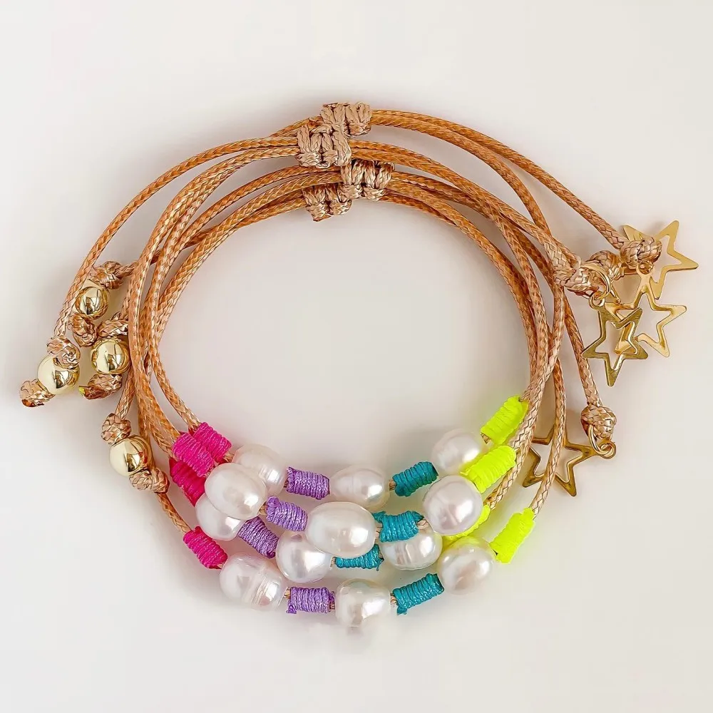 

KKBEAD Tribal Style Star Charm Bracelets Gift Jewellery Female Natural Freshwater Pearl Bracelet Designer Jewelry for Women