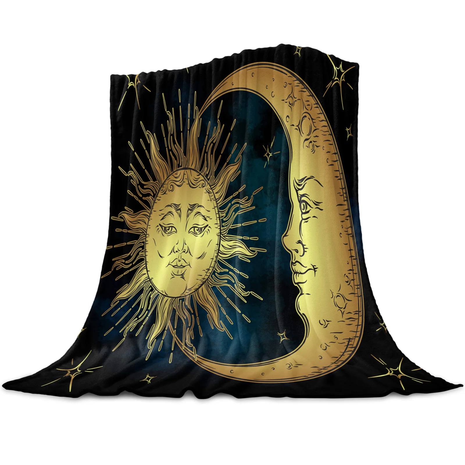 

Плед с принтом и звездами Sun Moon, мягкое удобное бархатное плюшевое одеяло из микрофибры, теплое покрывало для дивана и кровати