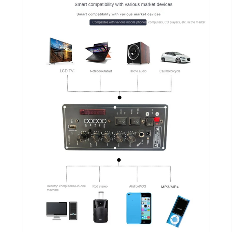 

30W-120W Power Amplifier Board Audio Bluetooth Amplificador 7.4V Lithium Battery Outdoor Bluetooth Lever