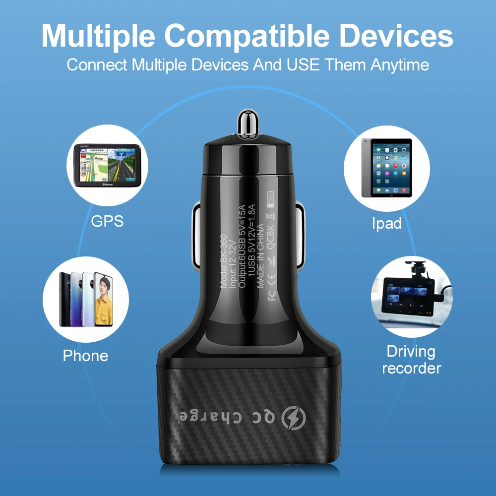 15a fast charger quick charge 3 0 for iphone 12 xiaome 12 huawei mate 40 samsung 6 ports mobile phone charger usb car charger free global shipping