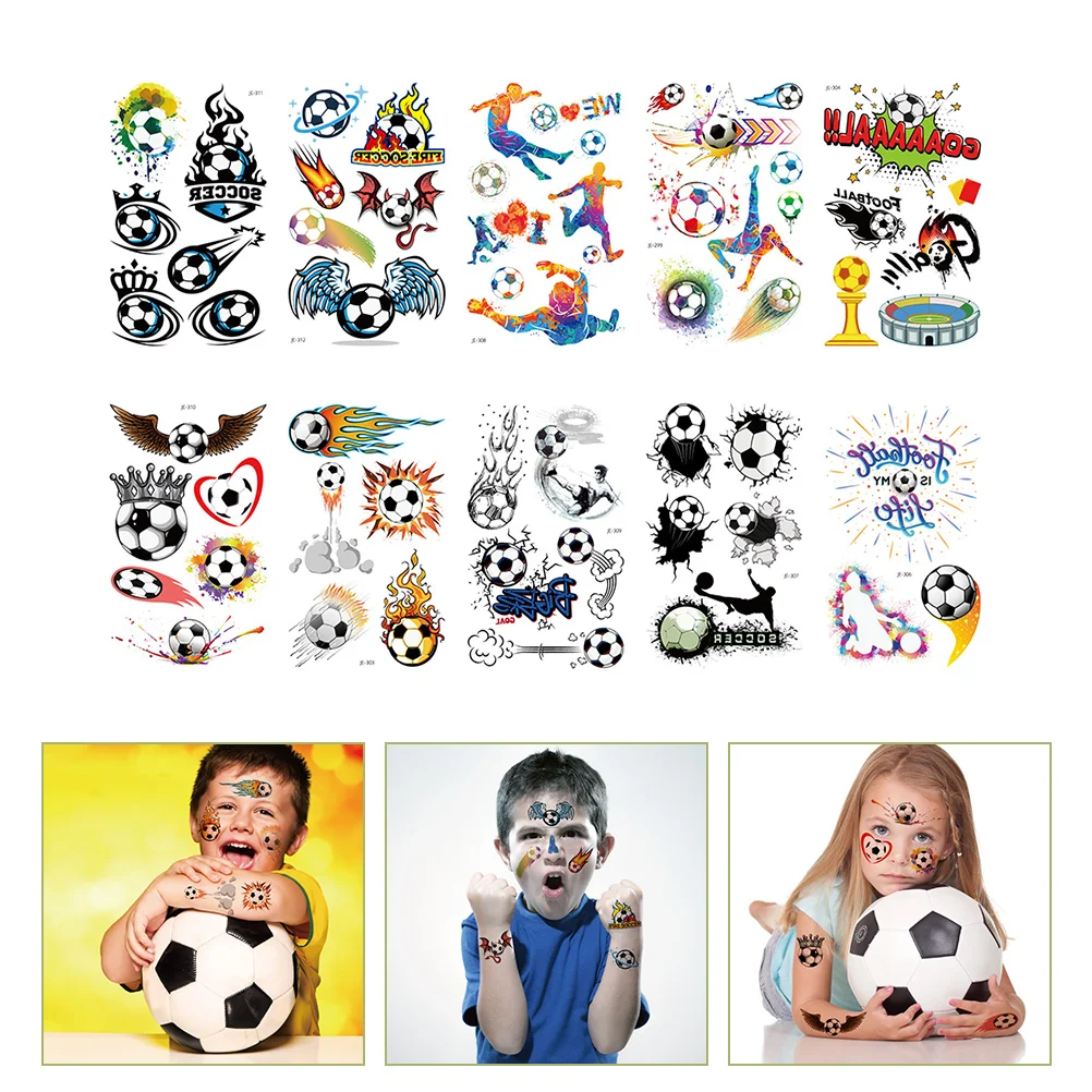 

Soccer Sticker Football Face Temporary Body Game Waterproof Sportsrugby Decals Ballparty Kids Fake Supplytransfer Boy Themed