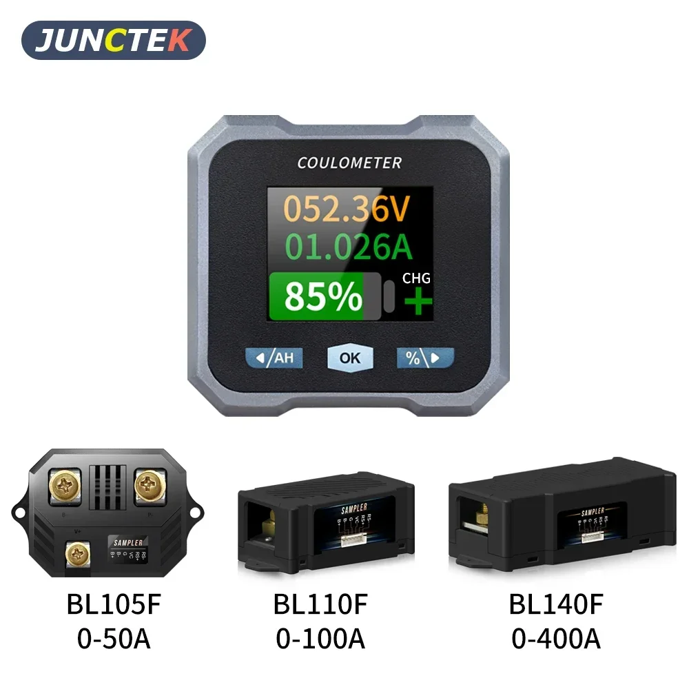 JUNTEK BL105F DC 10-100 В 0-400A тестер батареи Кулоновый счетчик индикатор емкости амперметр