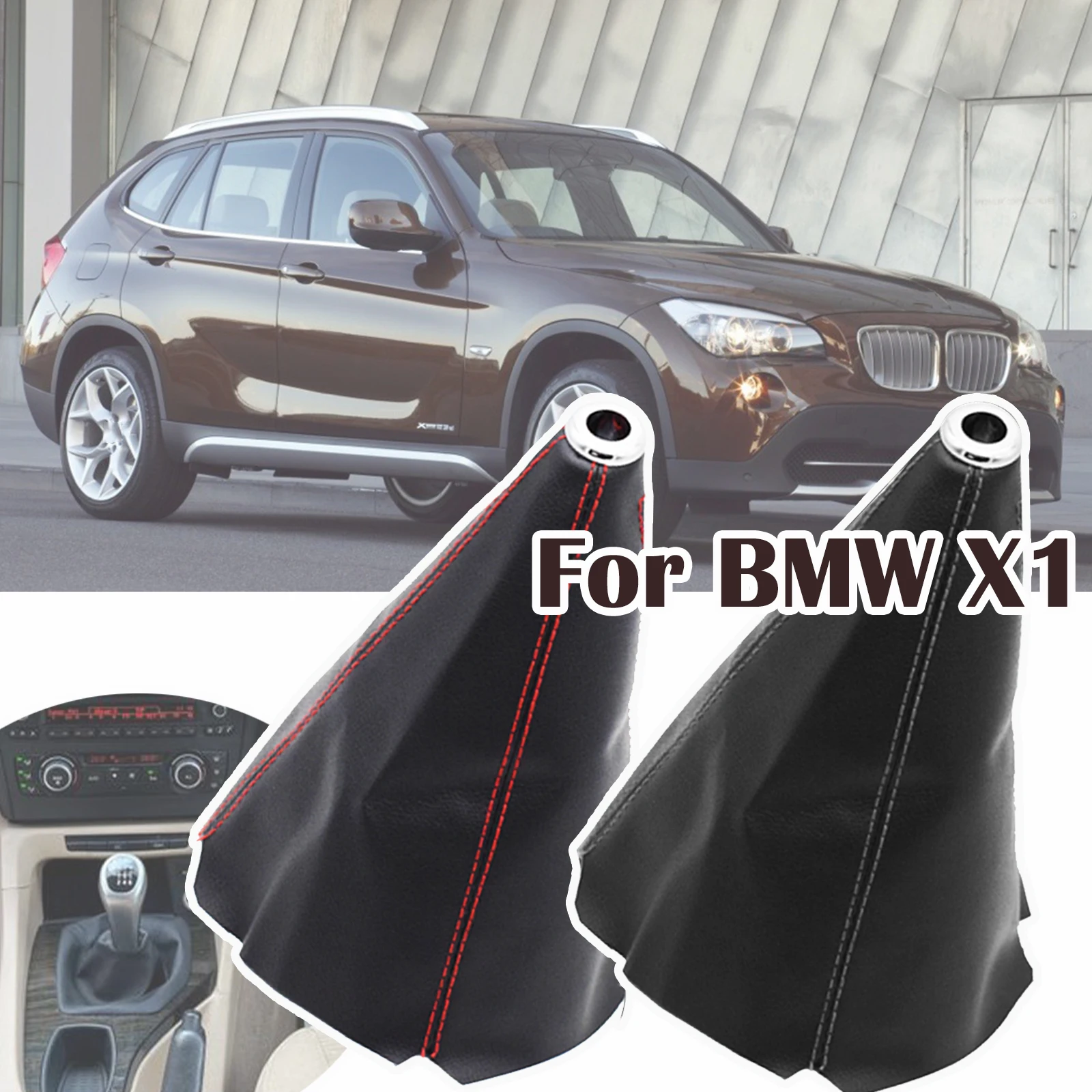 

Gear Shift Knob Gaiter Leather MT 5 Speed Cover Collar Boot Protector Case Sleeve Dustoroof For BMW X1 2009 2010 2011 2012- 2023