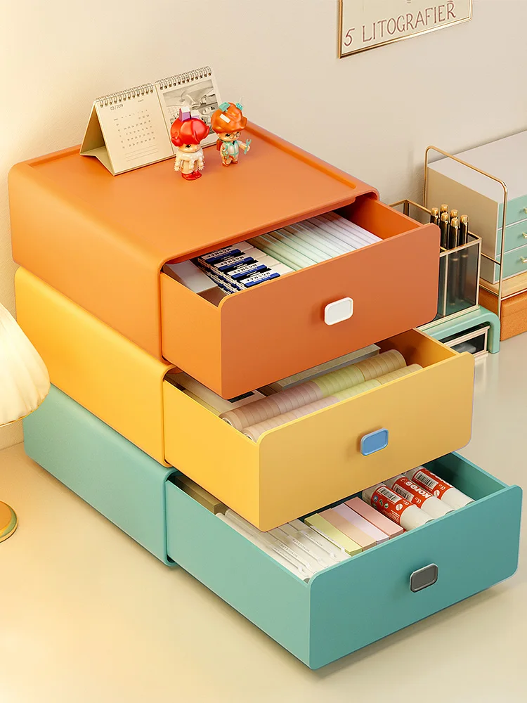 Drawer Desktop Storage Box Cosmetics Student Dormitory Stationery Organizing Box Desk Storage Rack Artifact