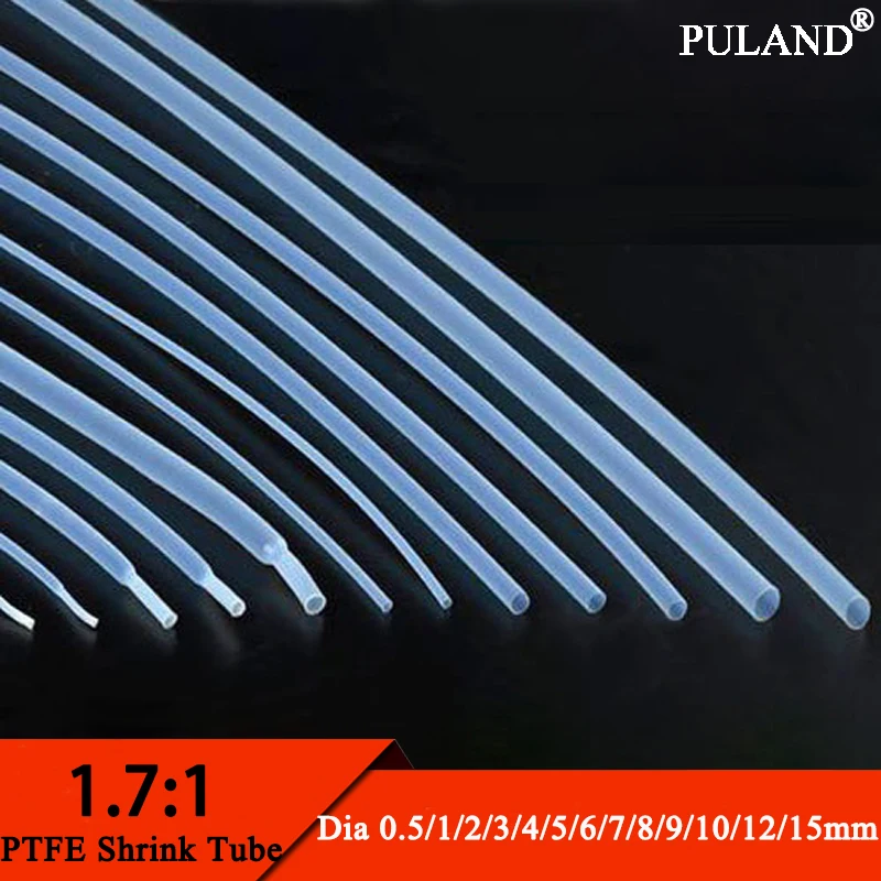 Диаметр 0,5 мм ~ 15 мм ПТФЭ Термоусадочная трубка 1,7: 1 Коэффициент усадки 600 градусов Цельсия высокотемпературная трубка в RoHS полупрозрачная