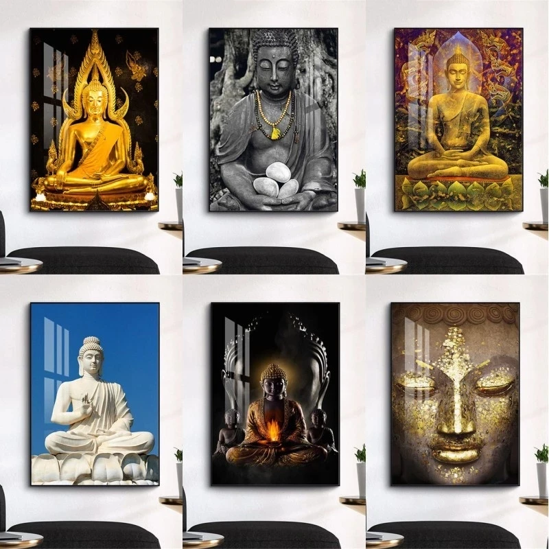 

Black Meditating Buddha Statue Wall Art Canvas Prints Canvas Art Paintings on The Wall Buddhism Pictures for Home Decor Poster