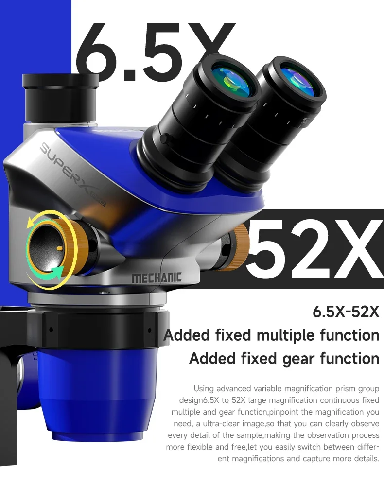 Тринокулярный микроскоп MECHANIC SPACE X Pro-B11 TSD 6,5X-52 X с непрерывным зумом для телефонов, наборы инструментов для ремонта электронной сварки печатных плат (art.: 3920cda9bb255) - 3920cda9bb255